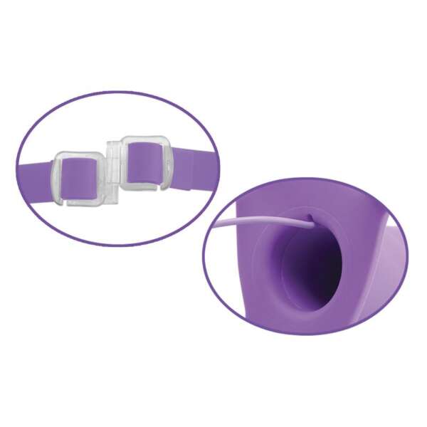 Harness with Hollow Dildo with Vibration 20 cm Purple – Image 3