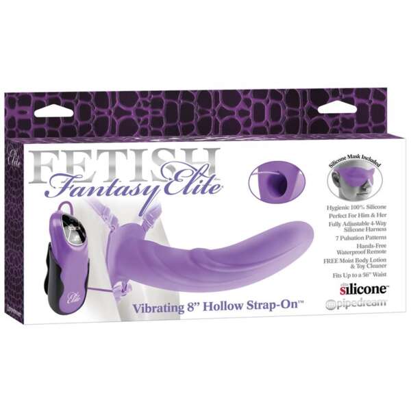 Harness with Hollow Dildo with Vibration 20 cm Purple – Image 5