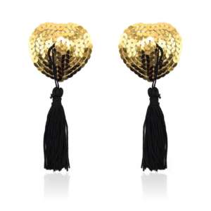 Heart Nipple Cover with Gold Sequins