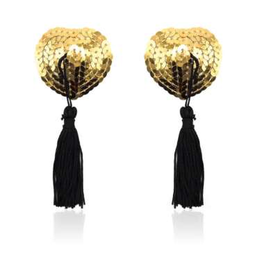 Heart Nipple Cover with Gold Sequins