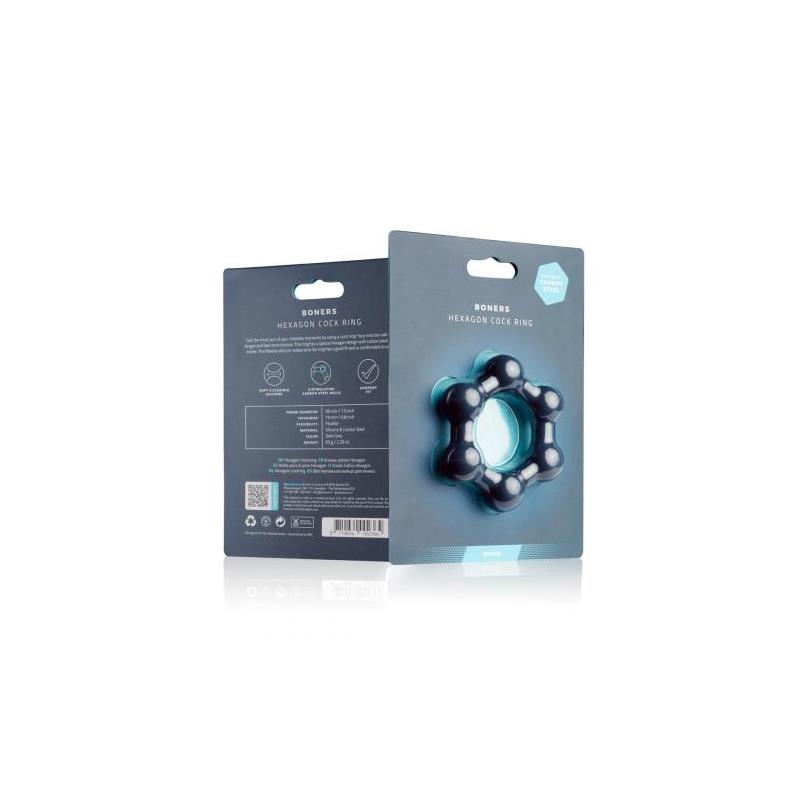 Hexagon Cockring With Steel Balls – Image 4