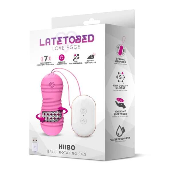 Hiibo Vibrating and Rotating Egg with Remote control USB Silicone Pink – Image 3