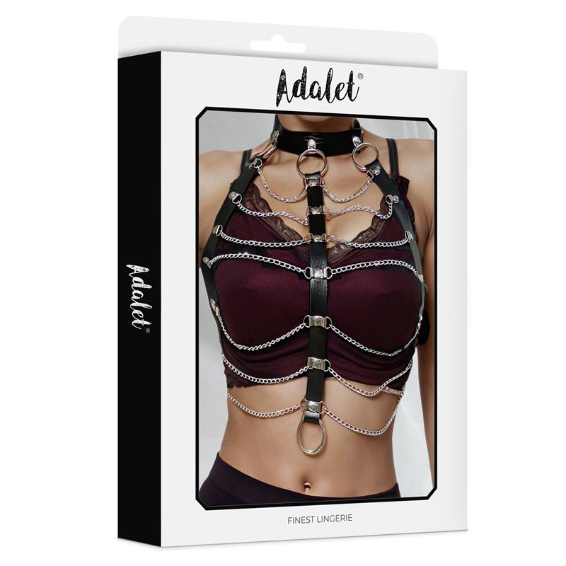Hilda Vegan Leather Chest Harness with Chain One size – Image 4