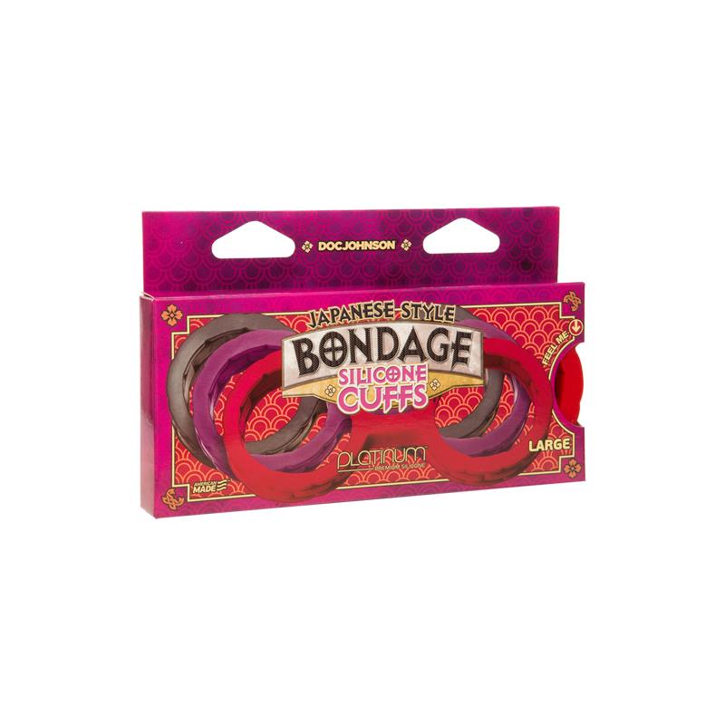 Japanese Ankle Cuffs for Bondage Premium Silicone Size L Red – Image 3