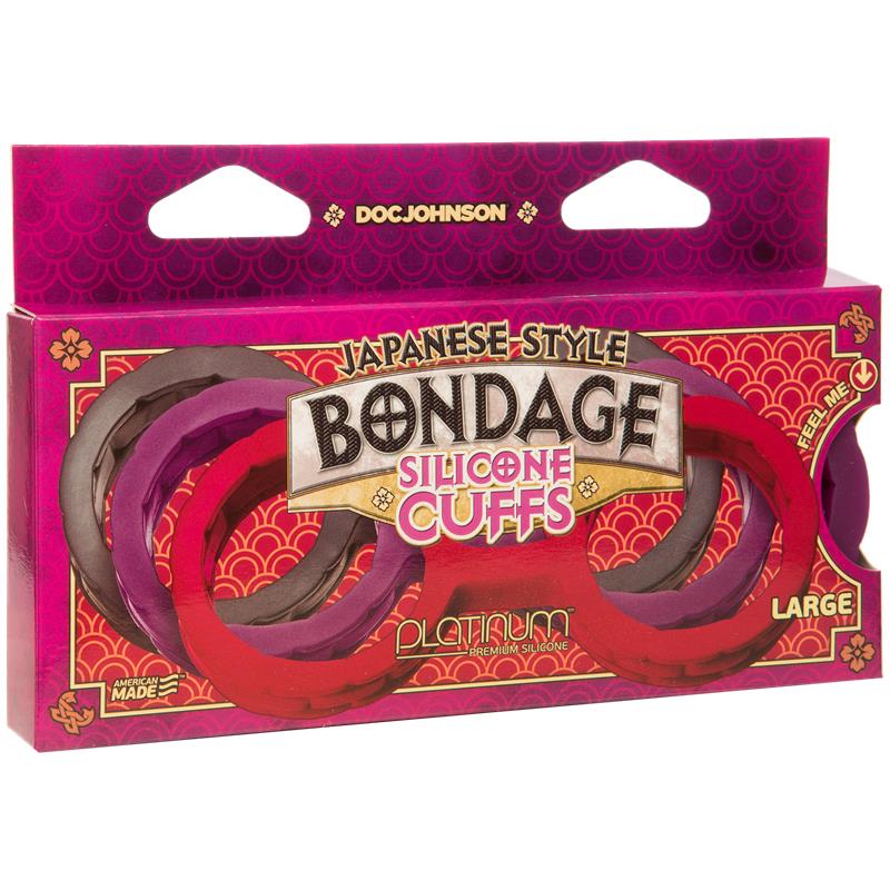 Japanese Handcuffs for Bondage Premium Silicone Size L Purple – Image 3