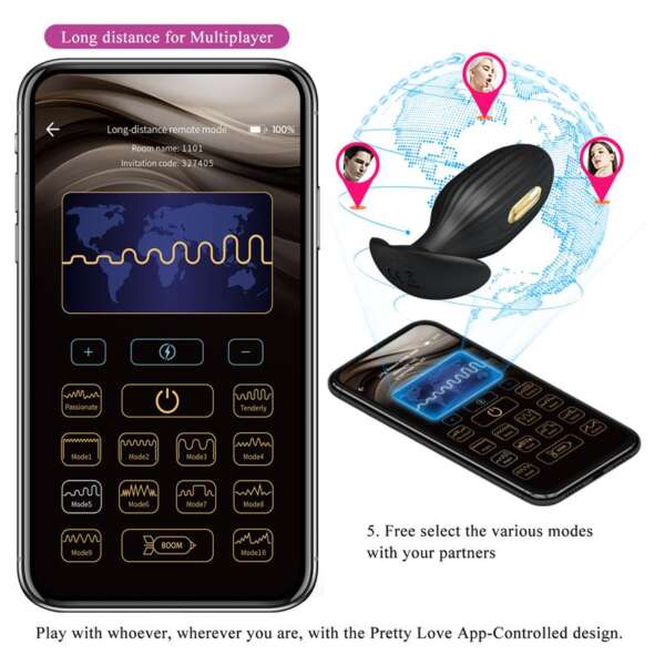 Jefferson Vibrating Anal Plug with Electroshock and APP – Image 12