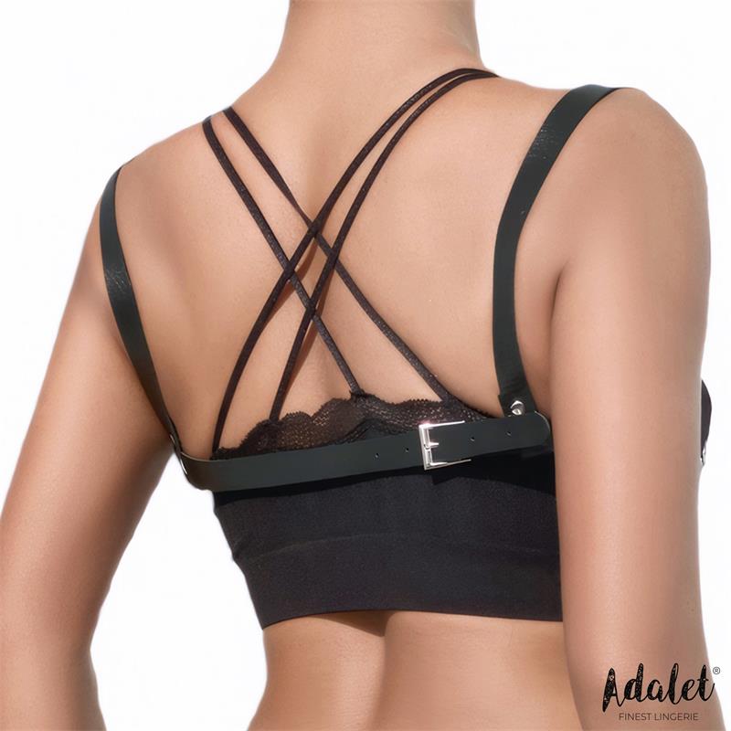Karina Vegan Leather Harness Top with Chain One size – Image 3