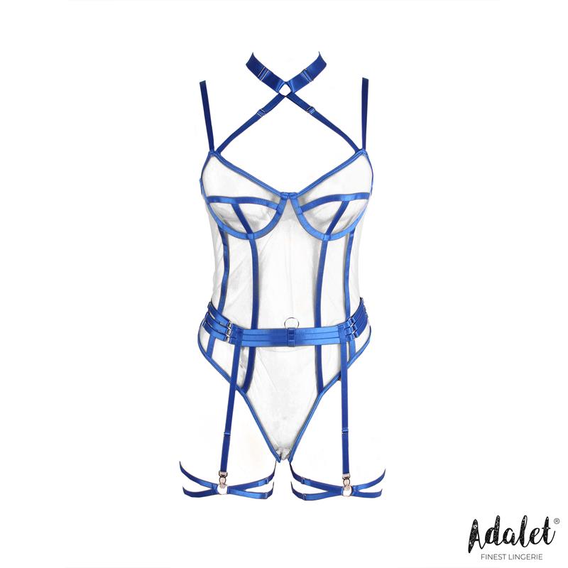 Killye Mesh Teddy with Strasps and Leg Rings Blue – Image 5