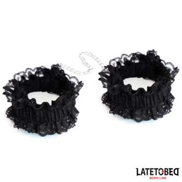 Lace Elastic Wrist Restraints Black