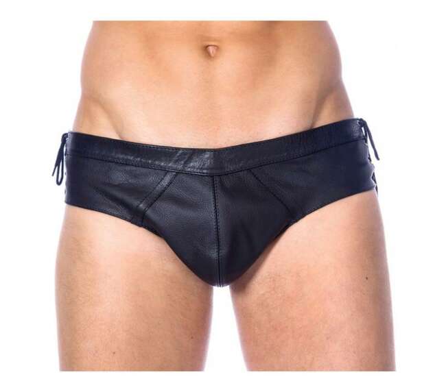 Leather Briefs Adjustable Black