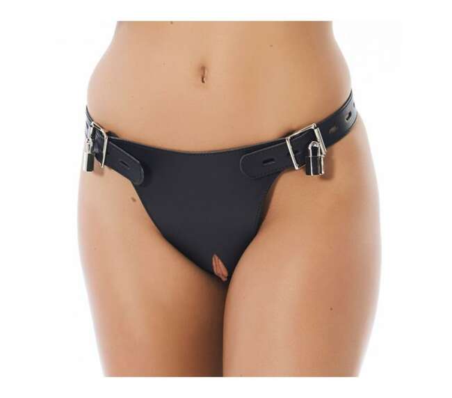 Leather Chastity Briefs Adjustable