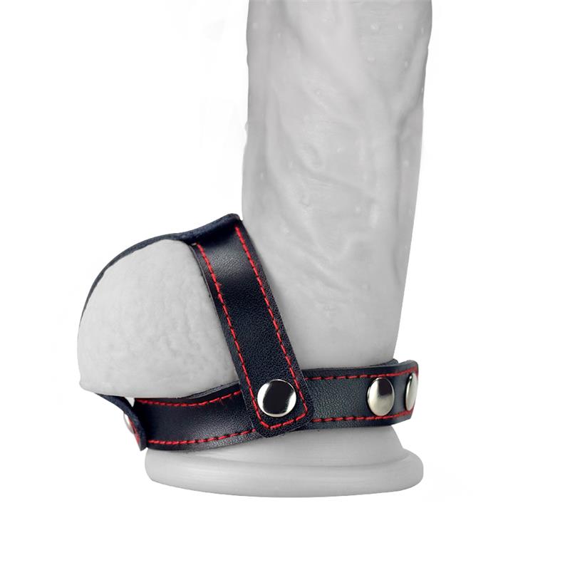 Leather Cock Ring with Ball Divider – Image 4
