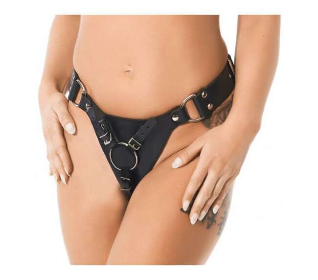 Leather Strap-on Harness with 3 Rings
