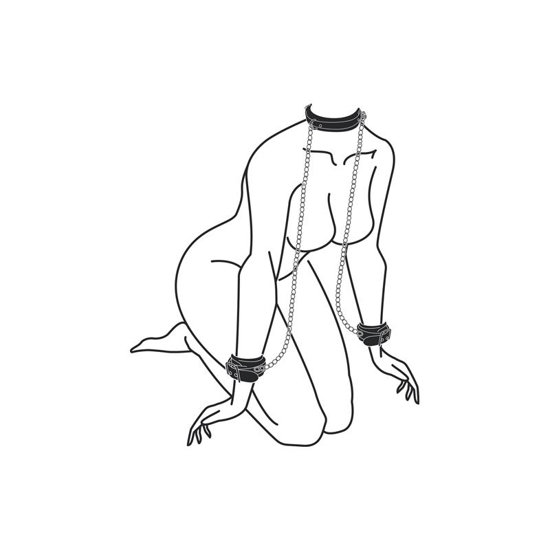 Ligature Set Collar with Handcuffs Black – Image 7