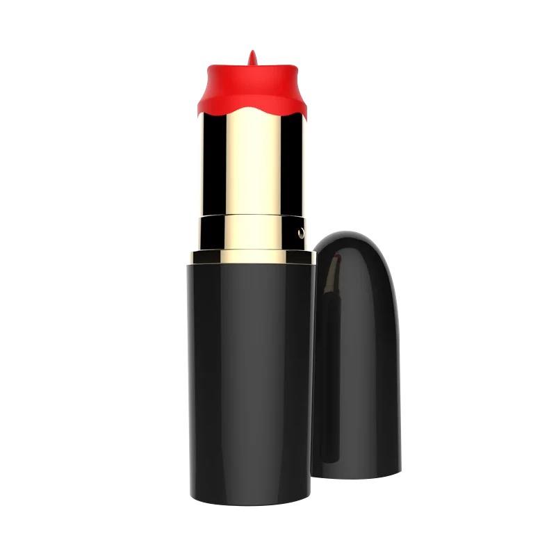 Lipstick Vibrator with Stimulating Tongue USB Black – Image 3
