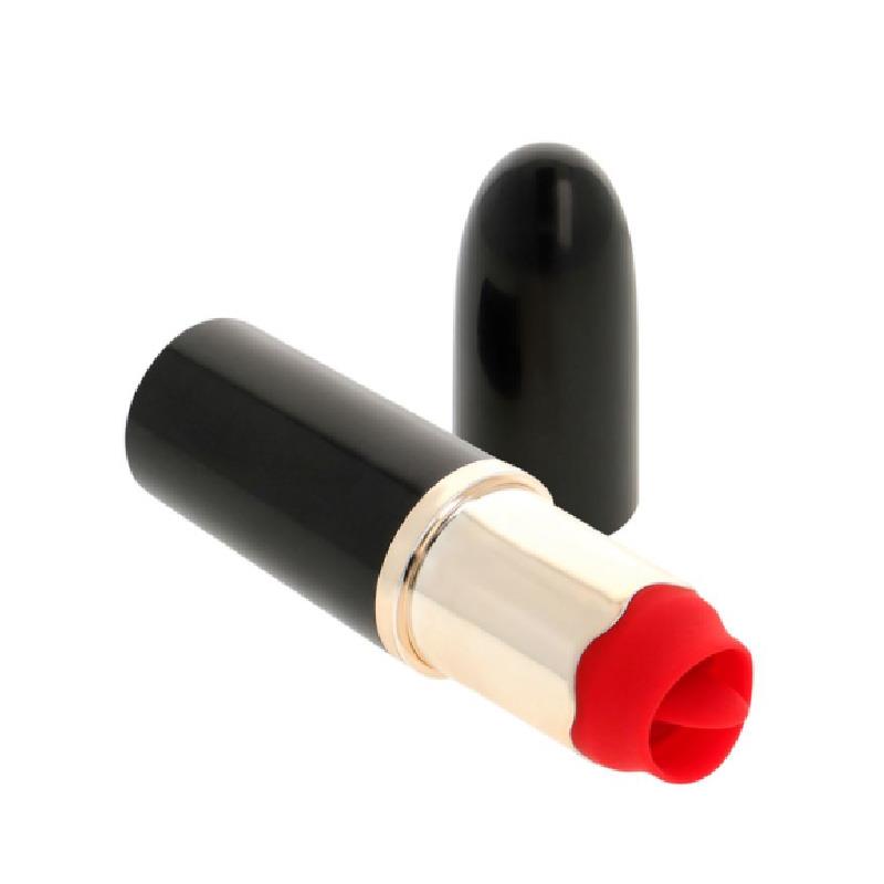 Lipstick Vibrator with Stimulating Tongue USB Black – Image 4