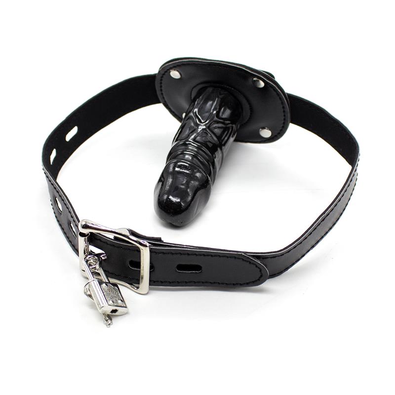 Locking Long Penis 10 cm Gag Ball Black – Image 4