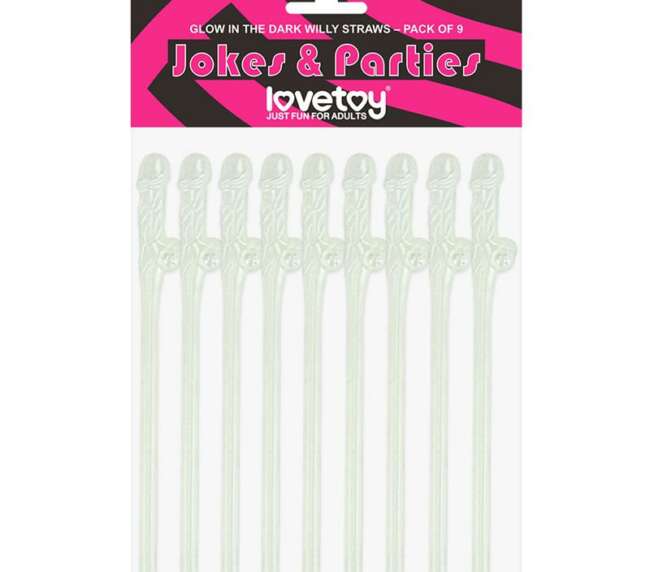 Luminous Willy Straws Pack of 9