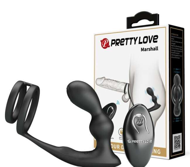 Marshall Anal Plug with Vibration and Cock and Ball Ring