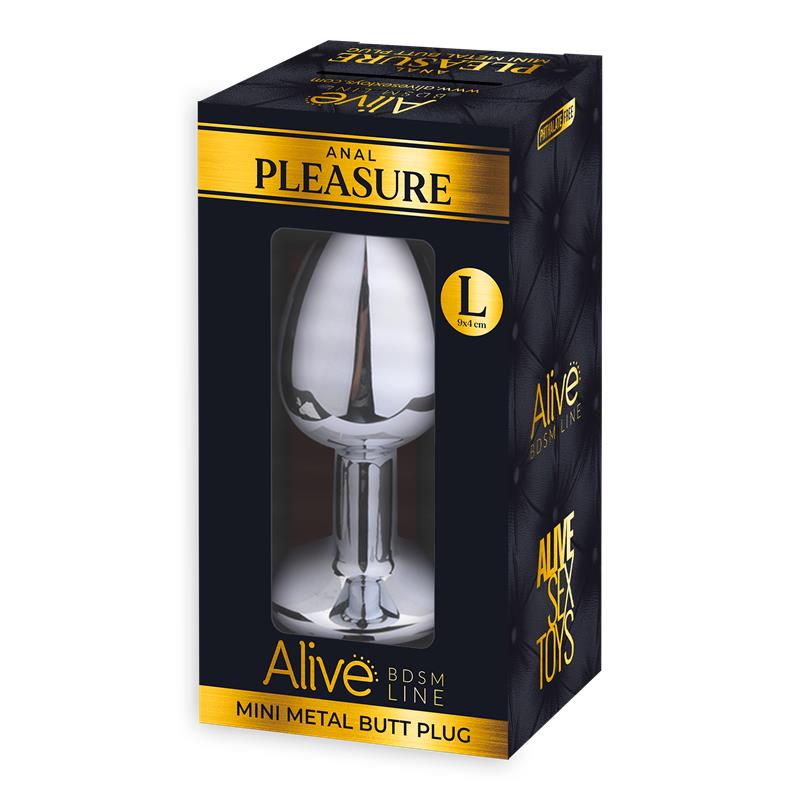 Metal Anal Plug with Black Jewel Size L – Image 3