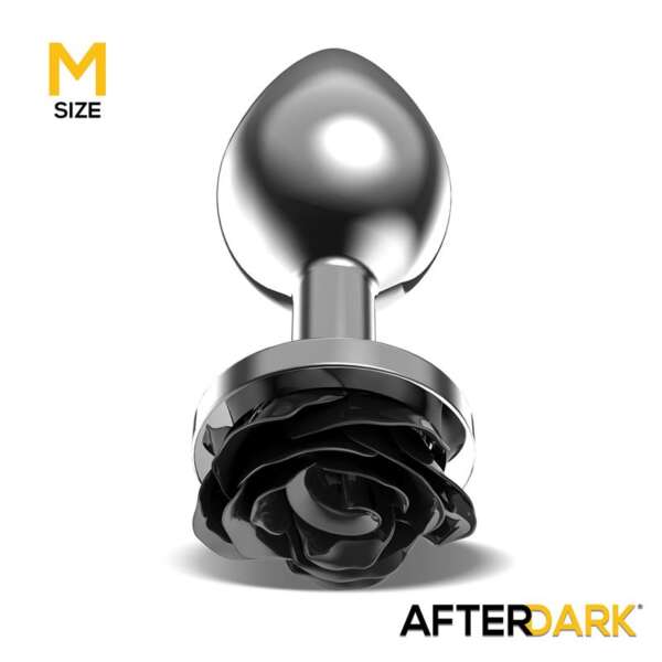 Metal Anal Plug with Black Rose Base Size M – Image 3