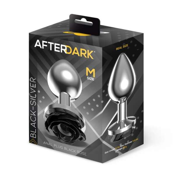 Metal Anal Plug with Black Rose Base Size M – Image 4