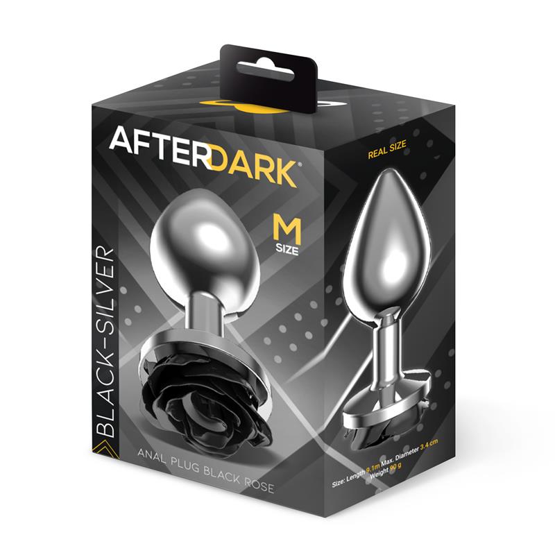 Metal Anal Plug with Black Rose Base Size M – Image 4