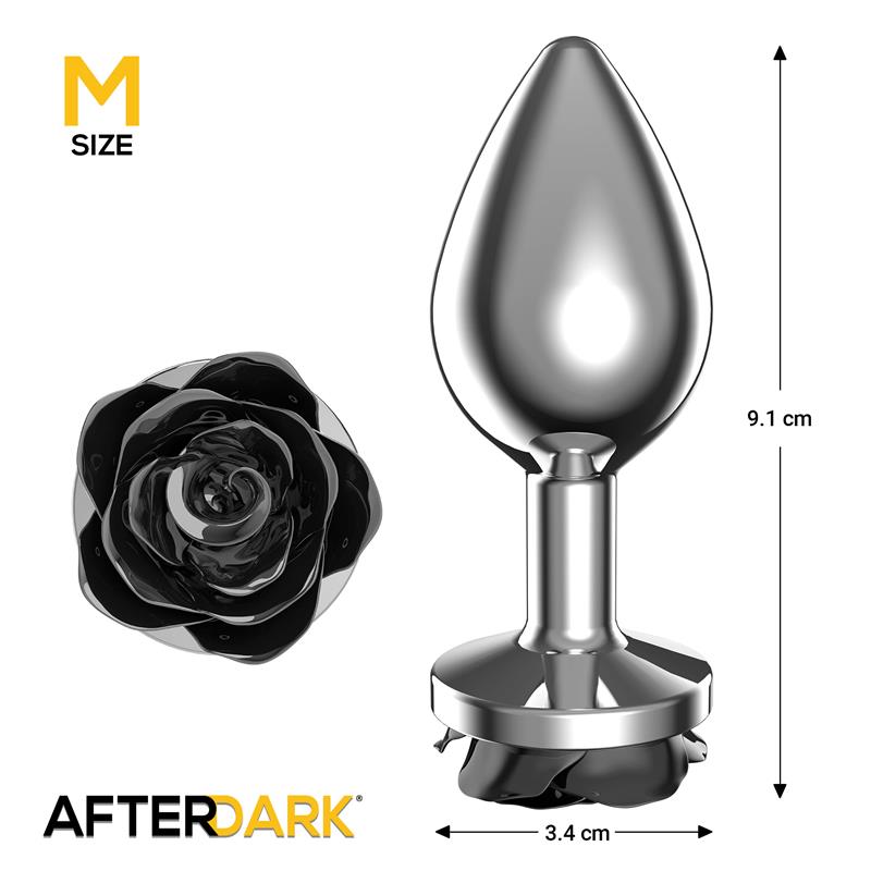 Metal Anal Plug with Black Rose Base Size M – Image 5