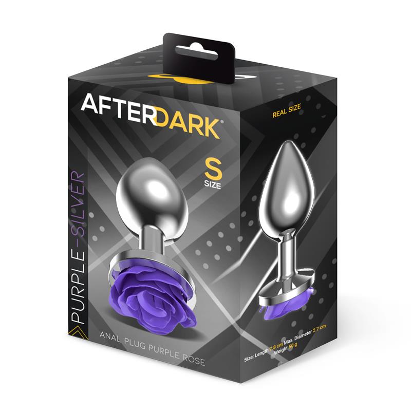 Metal Anal Plug with Purple Rose Base - Size S – Image 5