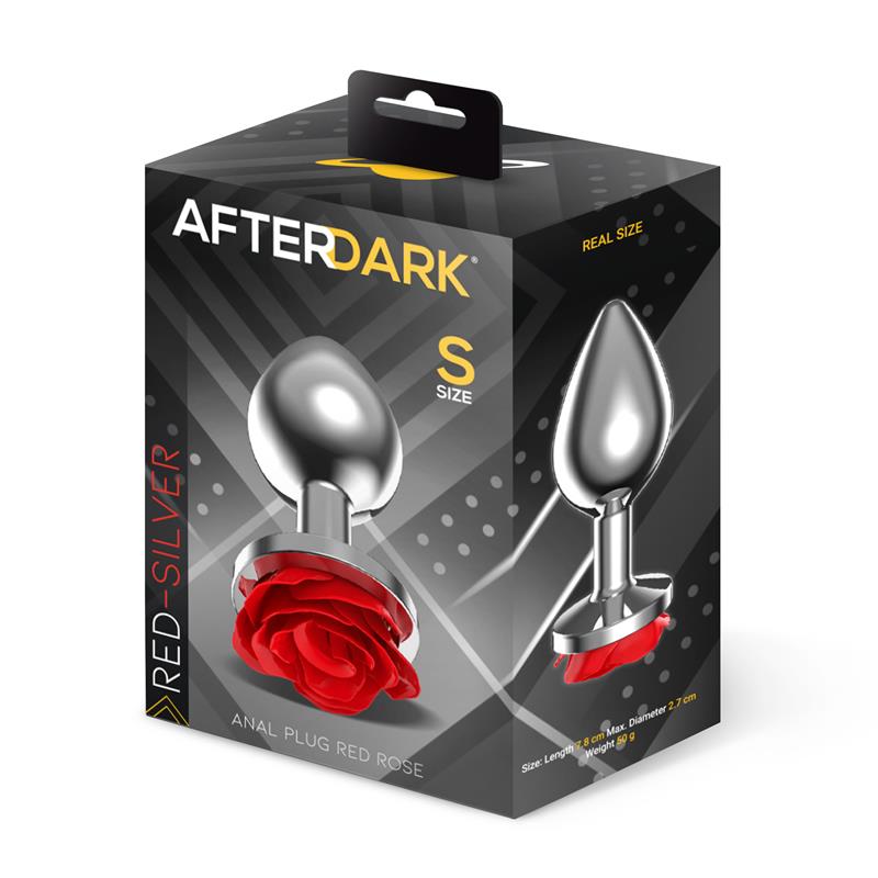 Metal Anal Plug with Red Rose Base - Size S – Image 3