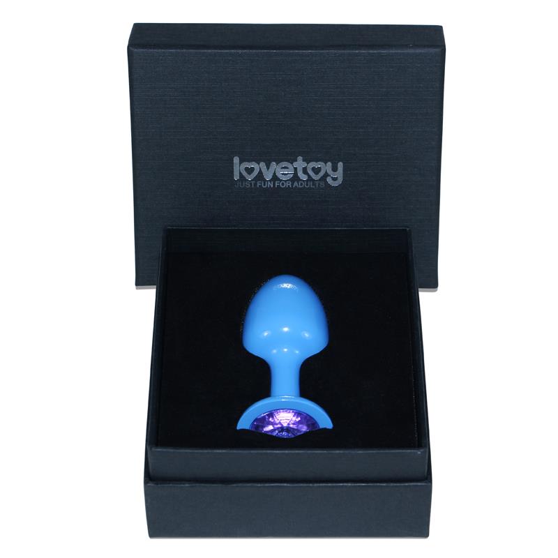 Metal Butt Plug Blue Rosebud with Blue Jewel – Image 3