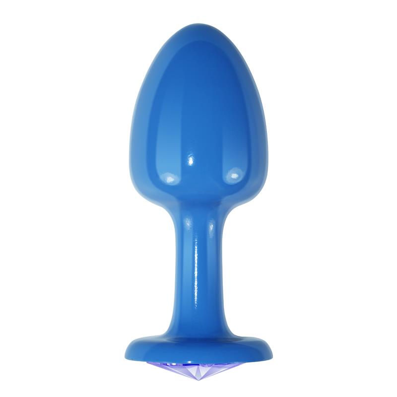 Metal Butt Plug Blue Rosebud with Blue Jewel – Image 4