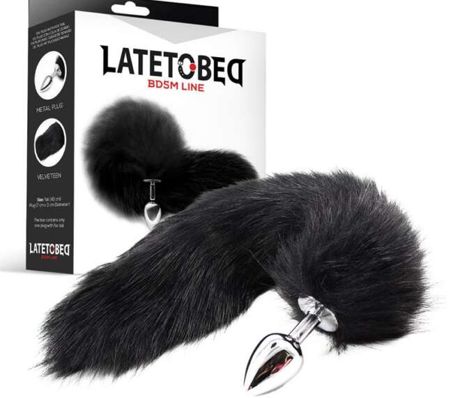 Plug Anal Metálico Foxy Tail Velvet Touch 40 cm Negro