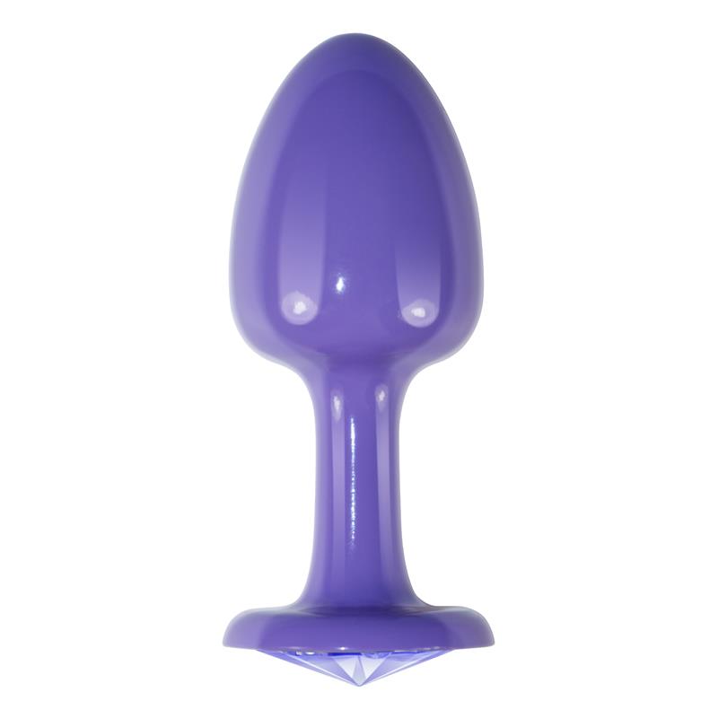 Metal Butt Plug Purple Rosebud with Blue Jewel – Image 4