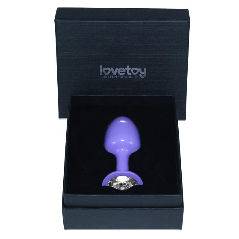 Metal Butt Plug Purple Rosebud with Clear Jewel – Image 3