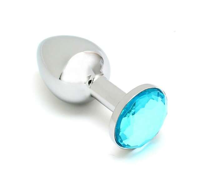 Metal Butt Plug Sofia Blue Jewel