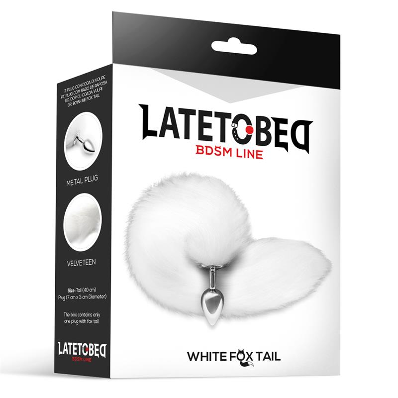 Metal Butt Plug with Foxy Tail Velvet Touch 40 cm White – Image 3