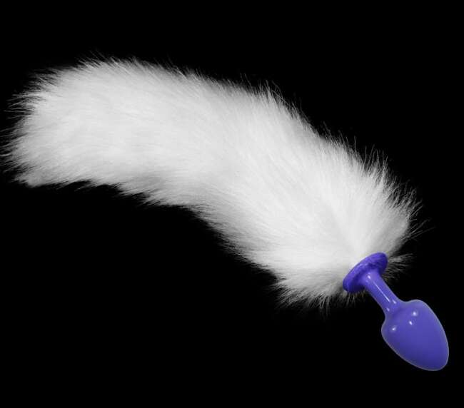 Metal Butt Plug with White Fox Tail