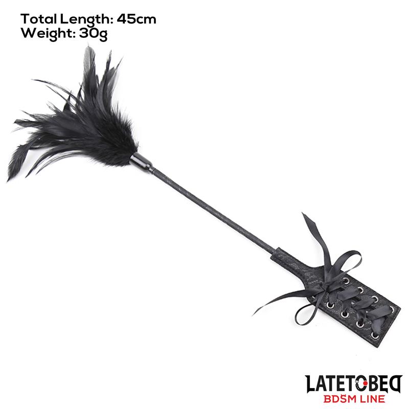 Multi Feathers Tickler and Lace Ribbon Paddle Comb – Image 4