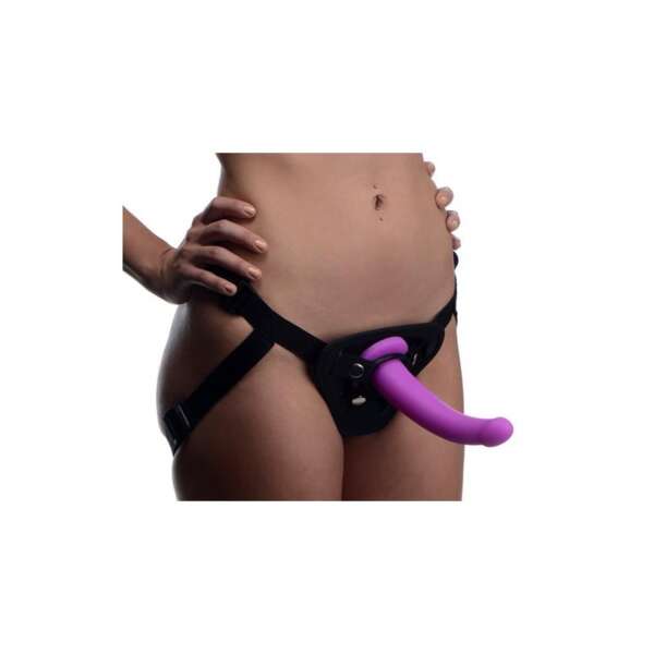 Navigator Silicone G-Spot Dildo with Harness Purple – Image 3