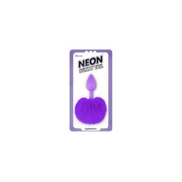 Neon Butt Plug Bunny Tail Purple
