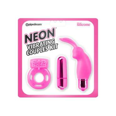 Neon Vibrating Couples Kit Pink
