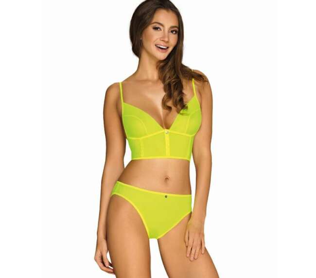 Neonia 2 Piece Bra Set with Zipper Neon Yellow