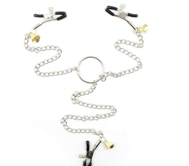 Pinzas para pezones y clítoris con cadena de metal