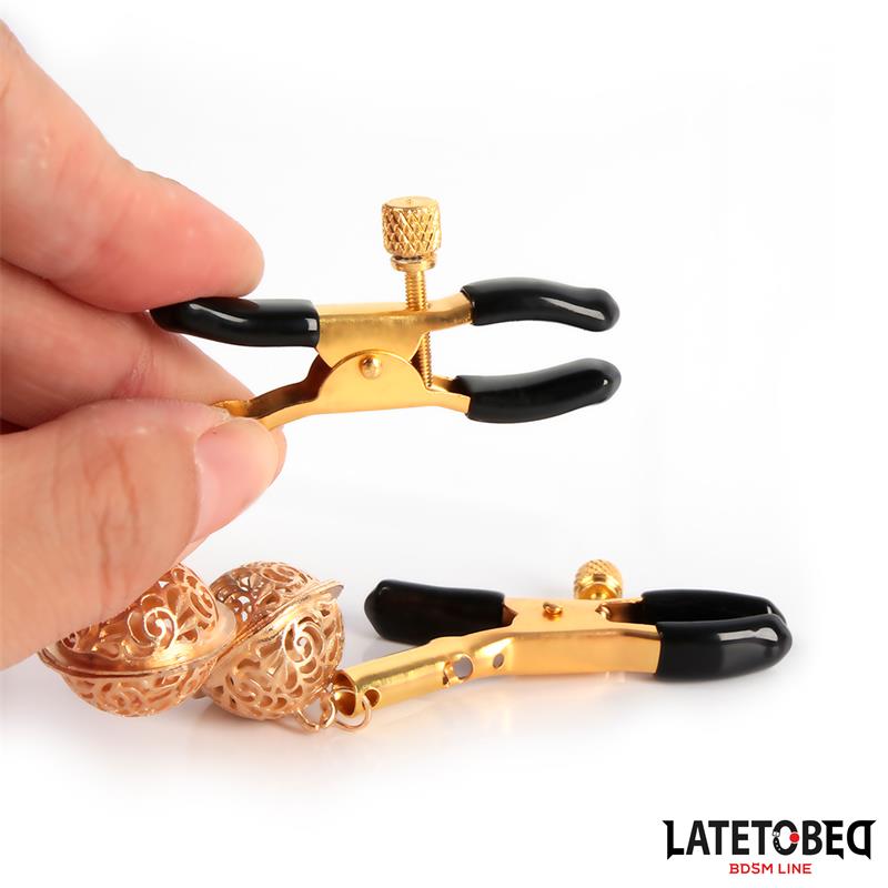 Nipple Clamps with Bell Black and Gold – Image 3
