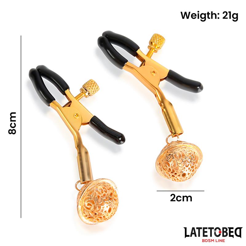 Nipple Clamps with Bell Black and Gold – Image 5