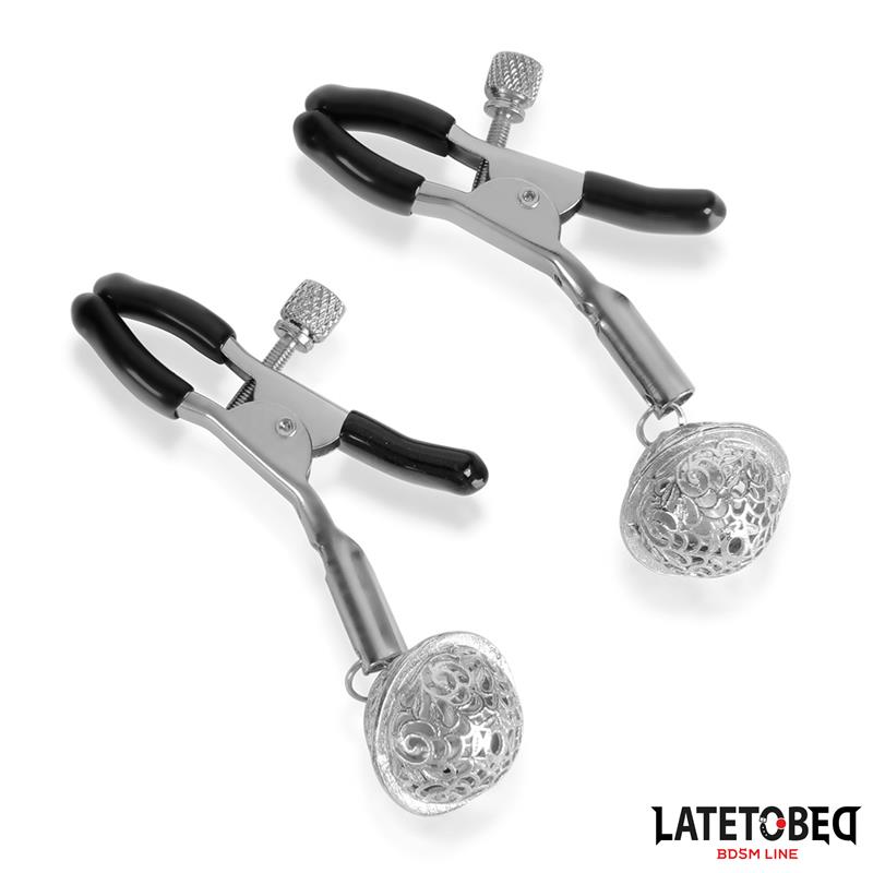 Nipple Clamps with Bell Silver and Black – Image 3