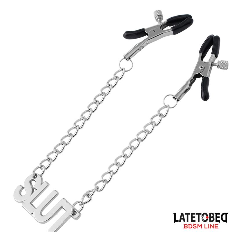 Nipple clamps with Chain - Slut – Image 6