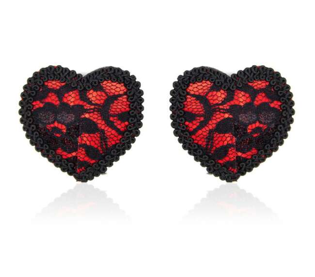 Nipple Covers with Lace Black/Red