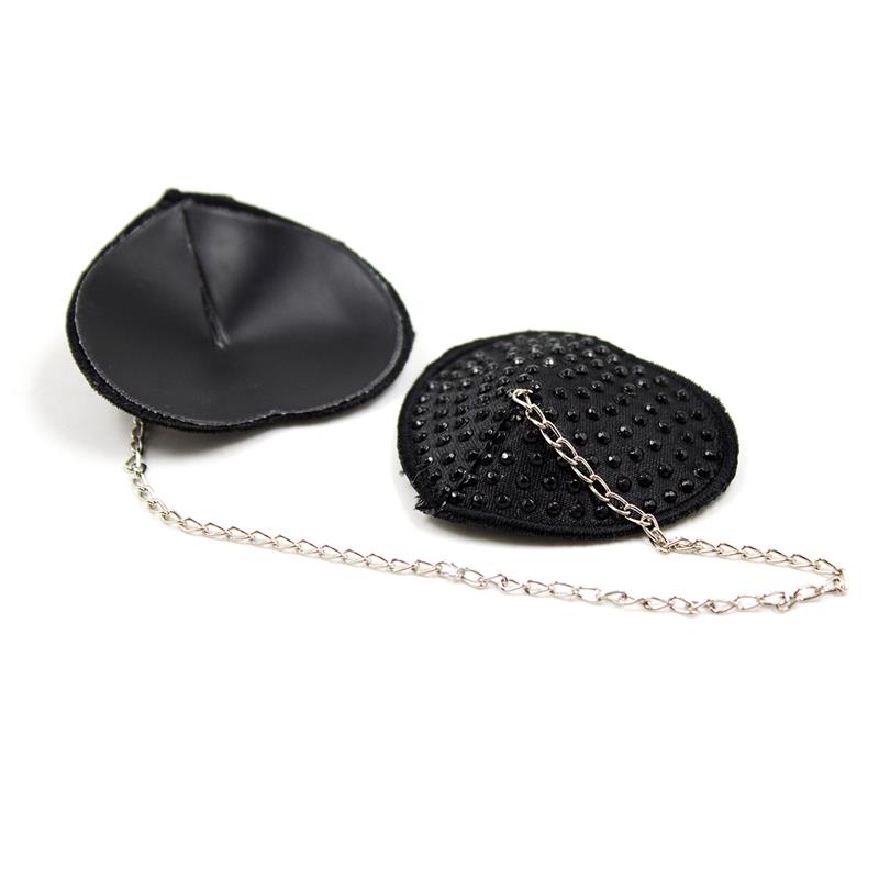 Nipple Covers with Metal Chain Black – Image 3